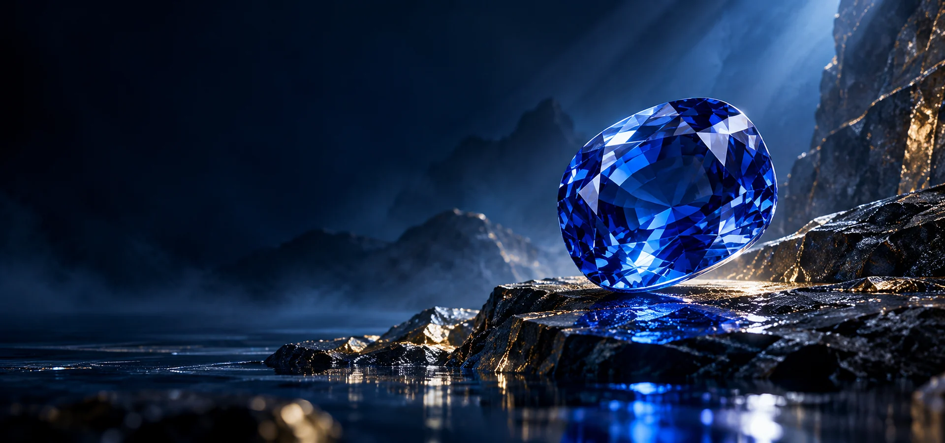 Blue sapphire in reflected light